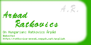 arpad ratkovics business card